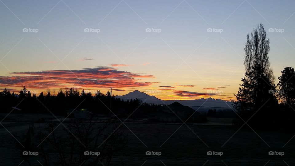 Winter sunrise. winter sunrise on Mt Baker 