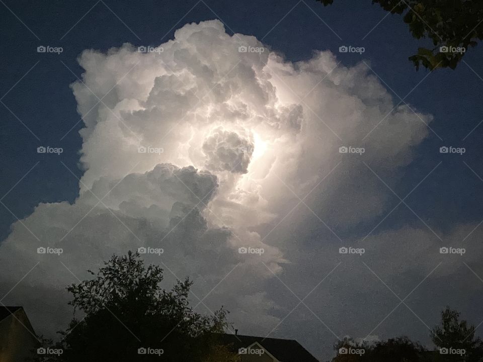 Heat lightning on a hot summer night 