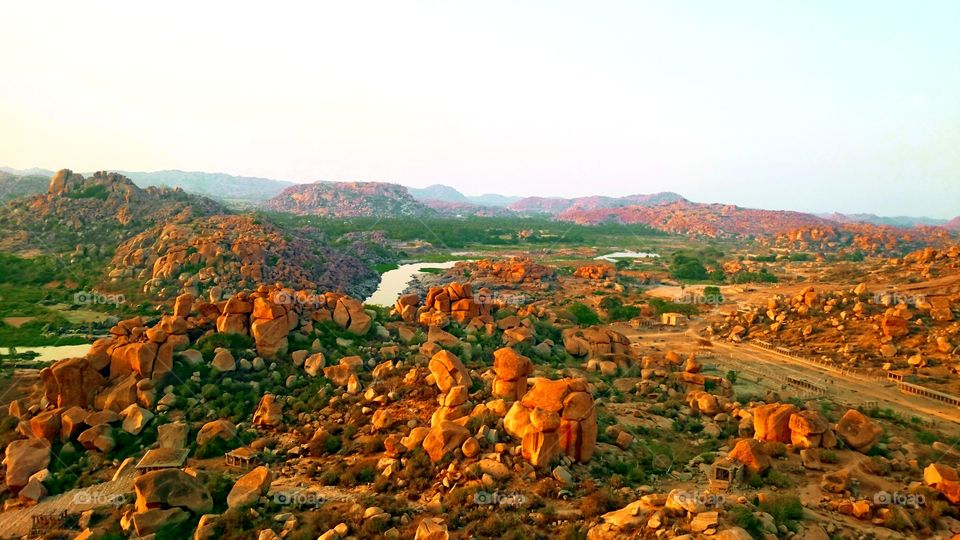 ancient valley - boulders - tungabadra river