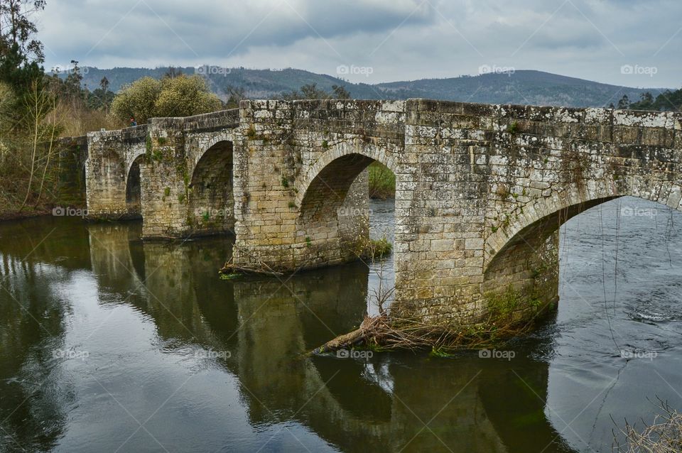 View of stone bridge over the river