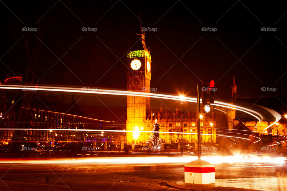 A beautiful night scene of London, United Kingdom. Artistic, colorful photo of a city.