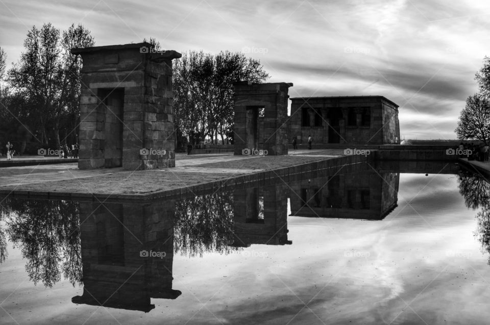 Egyptian architecture. Example of Egyptian architecture in Madrid. Temple of Debod was donated to Spain by the Egyptian state in 1968.