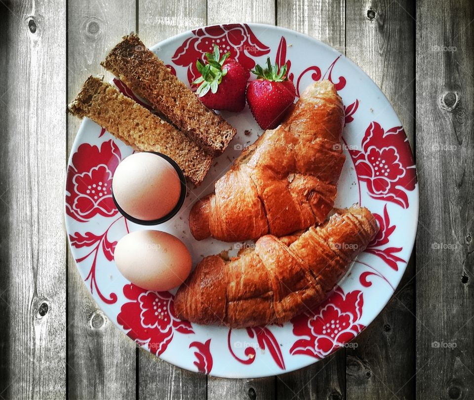 High angle view of breakfast