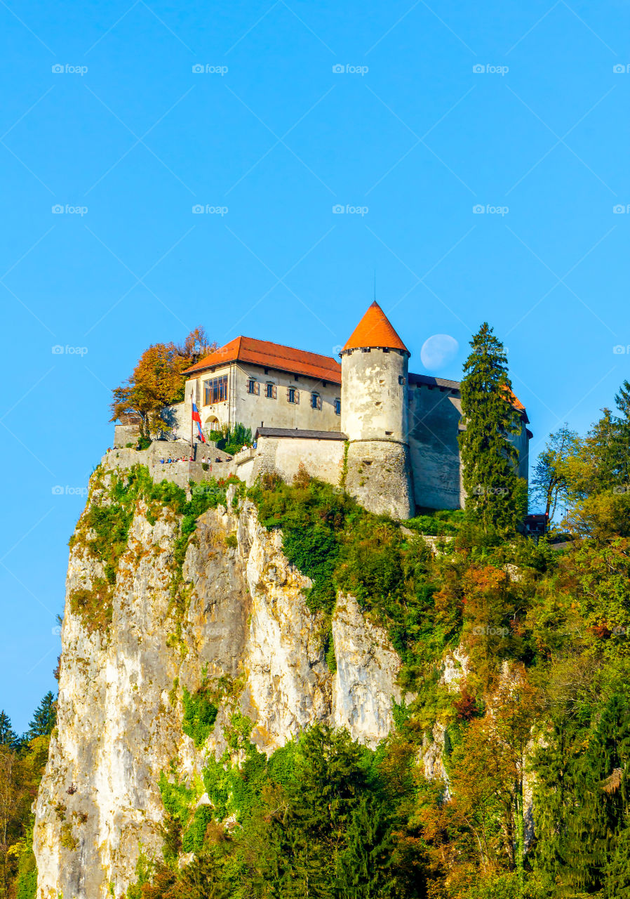 Distant view of a building on mountain