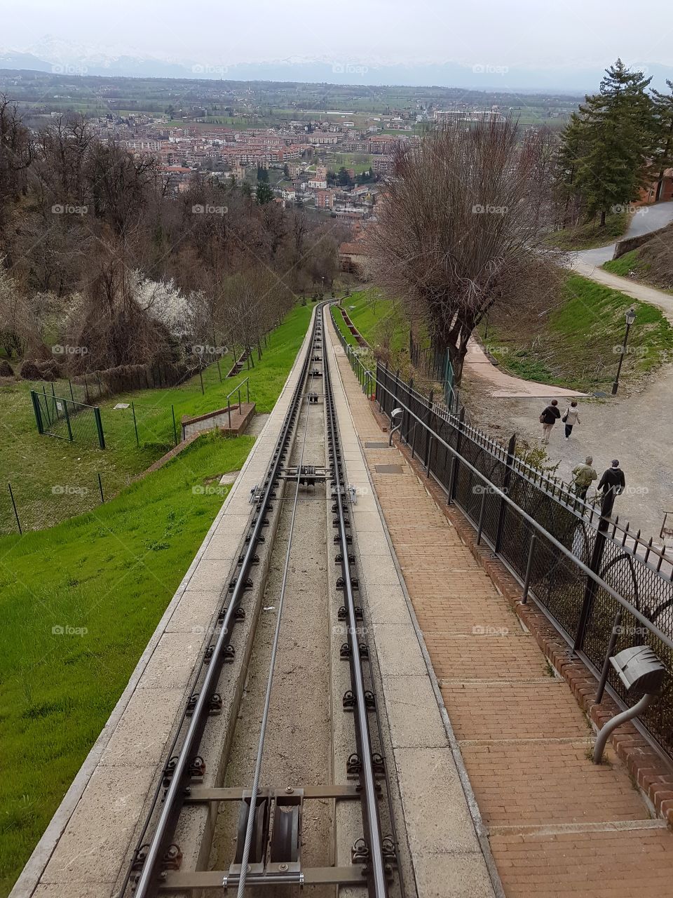 Landscape view from the funicular in spring