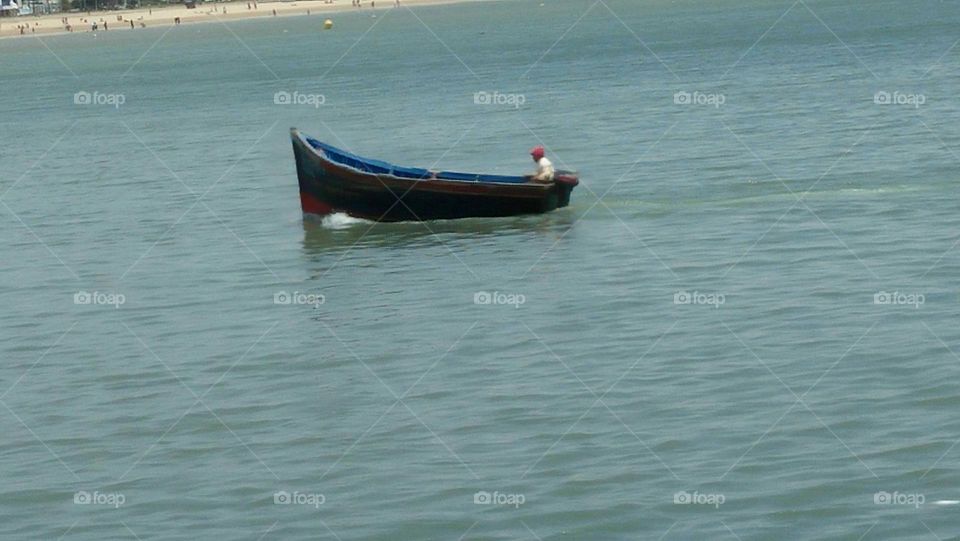 Beautiful boat sailing in sea