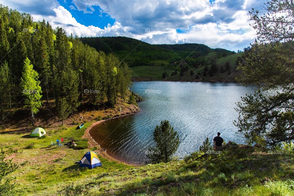 Camping at a lake in Colorado 