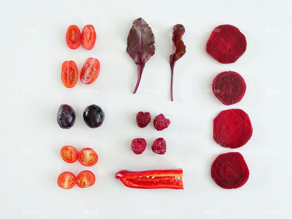 Red vegetables in a row