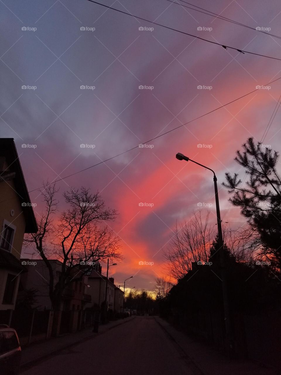 Orange clouds during sunset