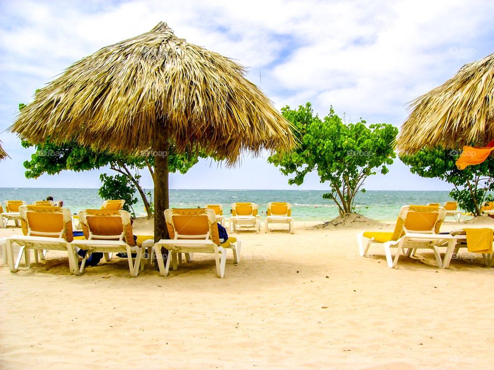Relaxing on warm Jamaica beach 
