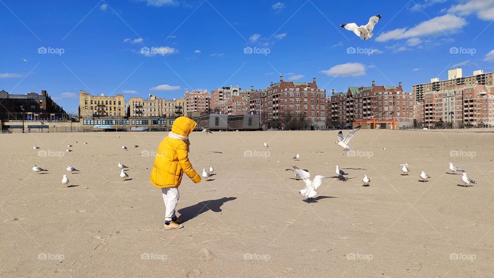 girl feeding birds