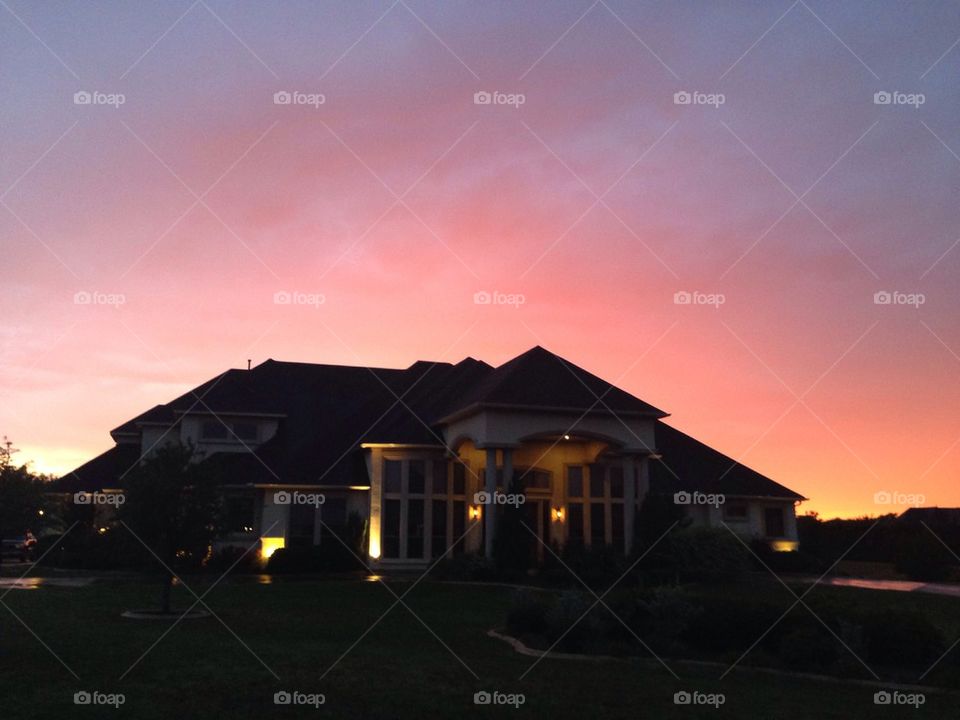 House in a sunset
