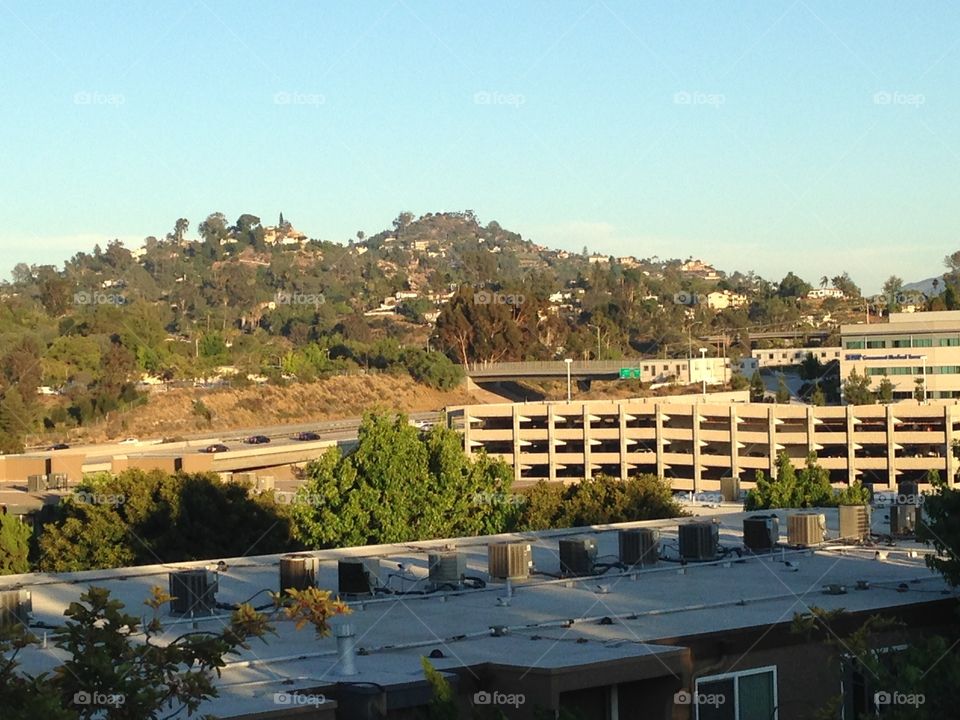 A view of La Mesa, CA with Mt. Helix in the background.