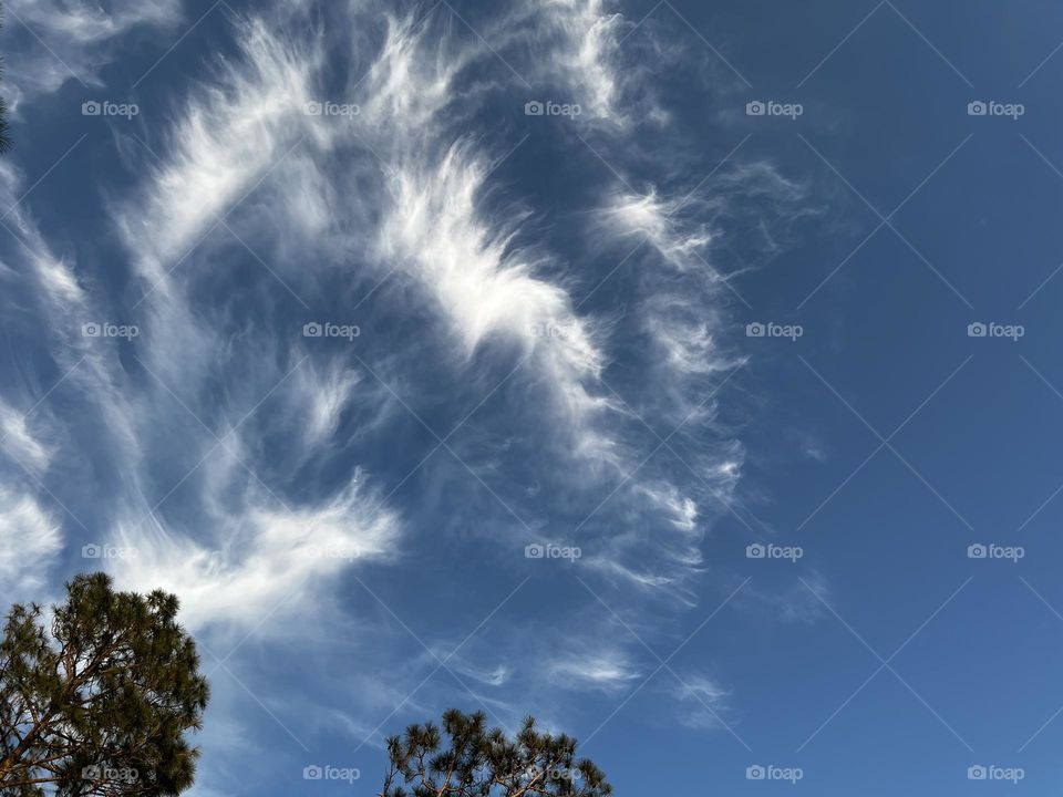 Wispy cirrus ice clouds.
