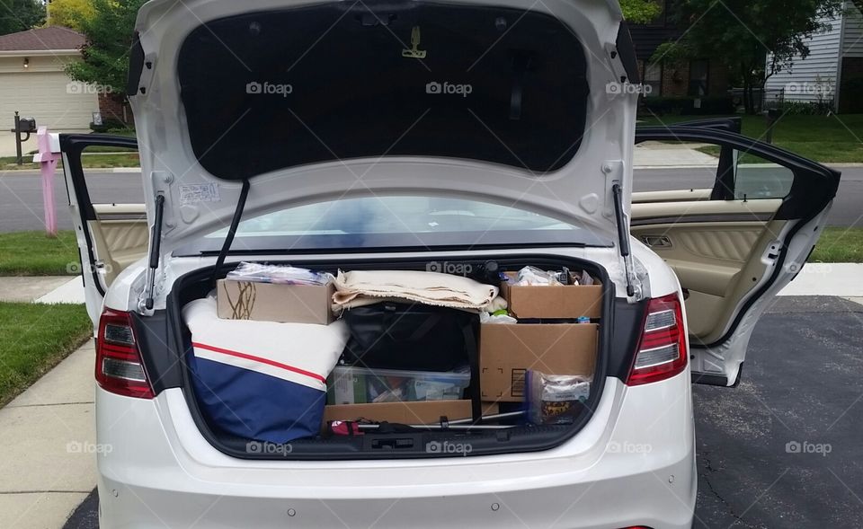 trunk of car completely filled