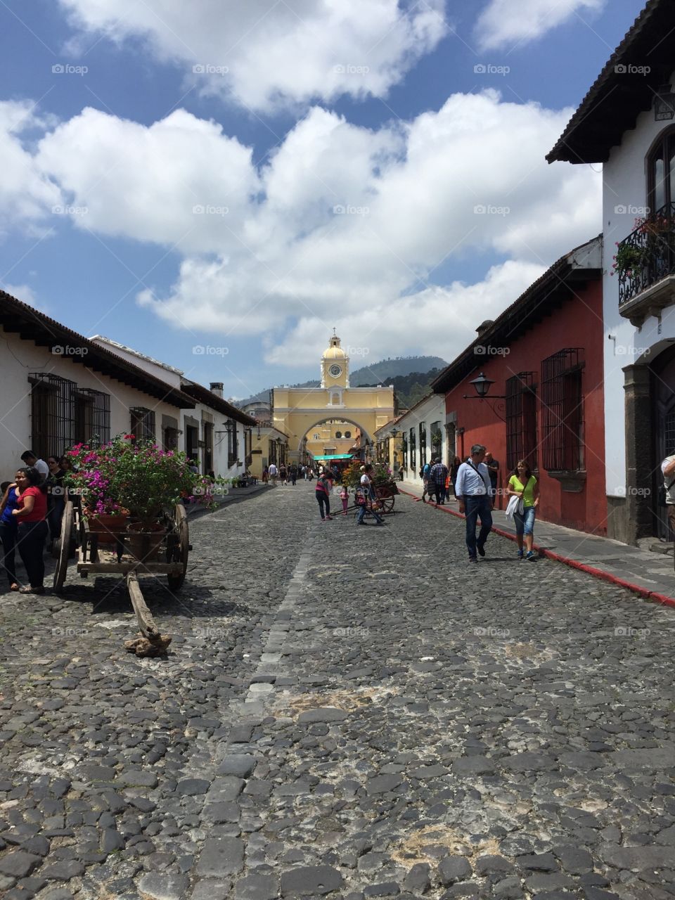 Antigua Arch. Arch at end of street in Antigua