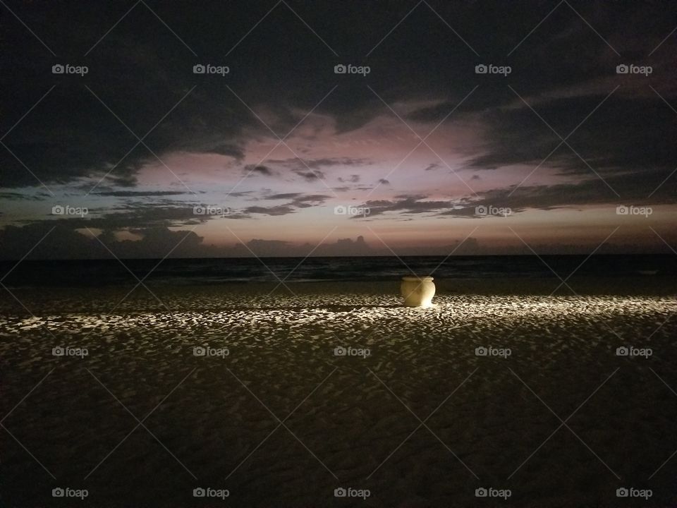 cloudy Morning sunrise on Hollywood beach; South Florida; Erie light source
