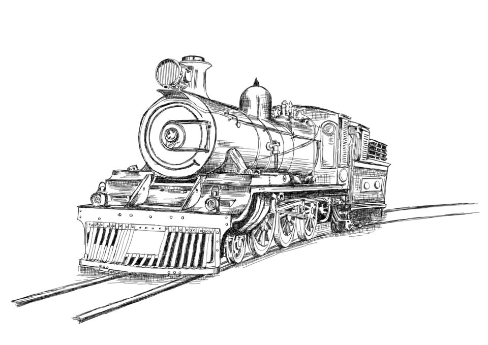 Retro / vintage train engine illustration