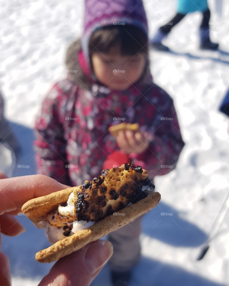 Trying s'mores