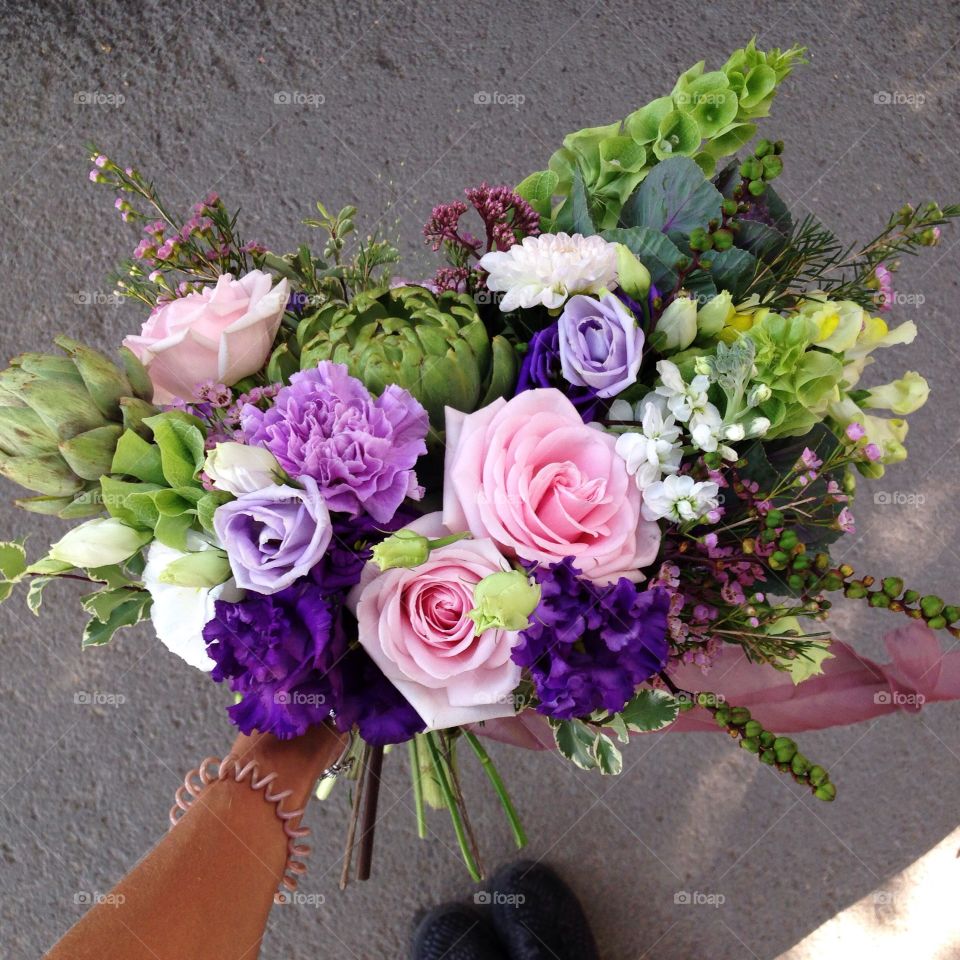 Bridal bouquet in hand