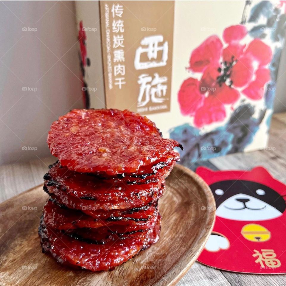 Minced pork barbeque meat for Chinese New Year - bakkwa 