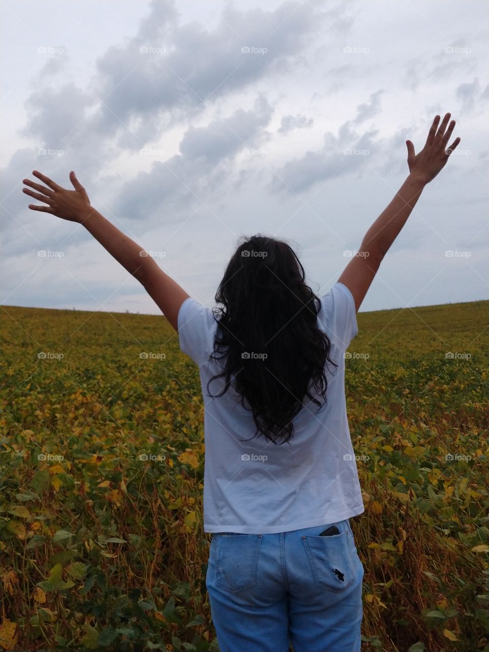 Girl, Nature, Sky, Landscape, Field