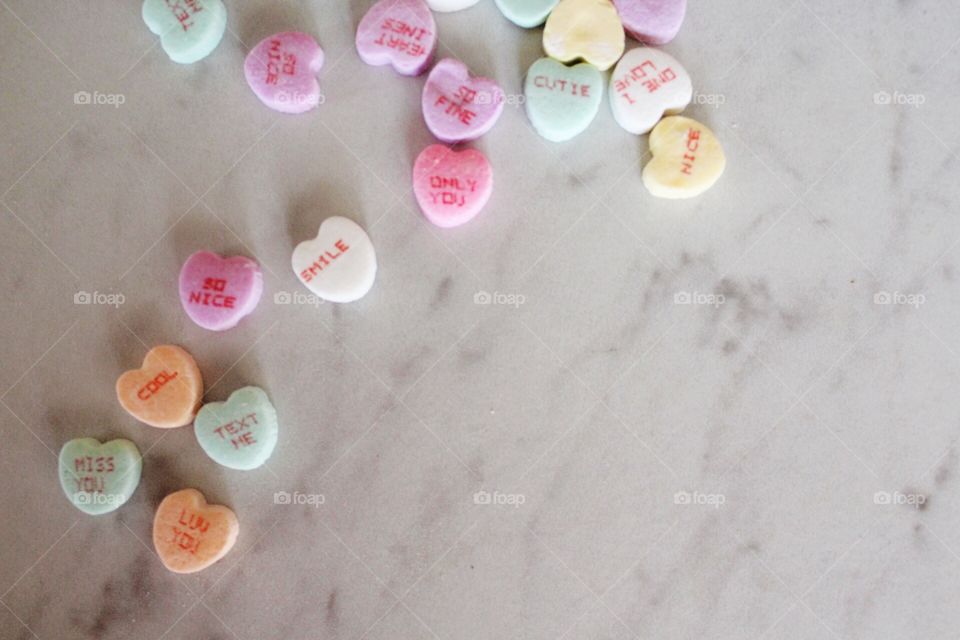 Conversation heart candy for Valentines Day.