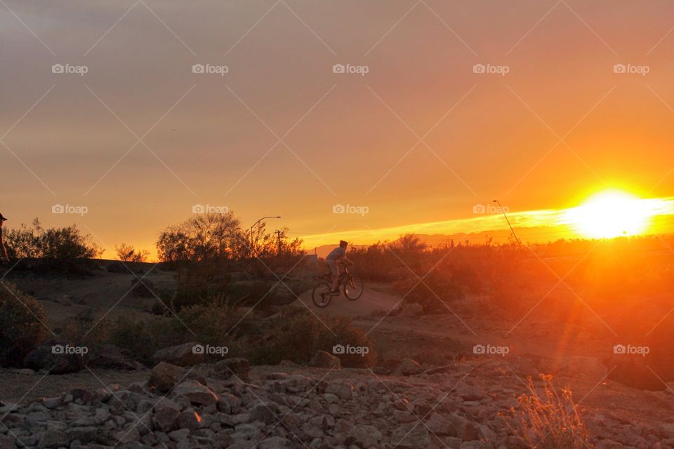 Sunset mountain biking