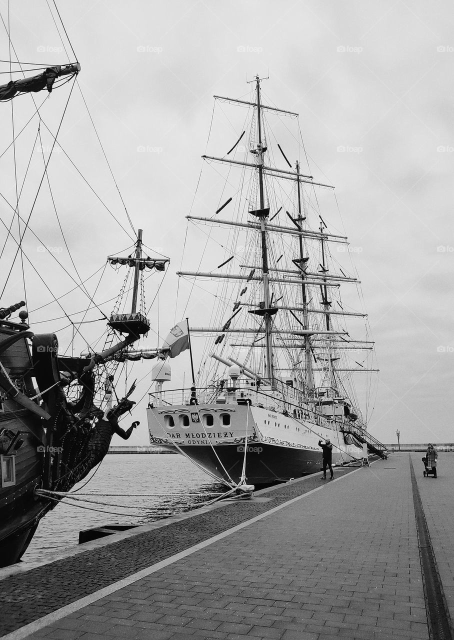 Landscape of a pier with ships