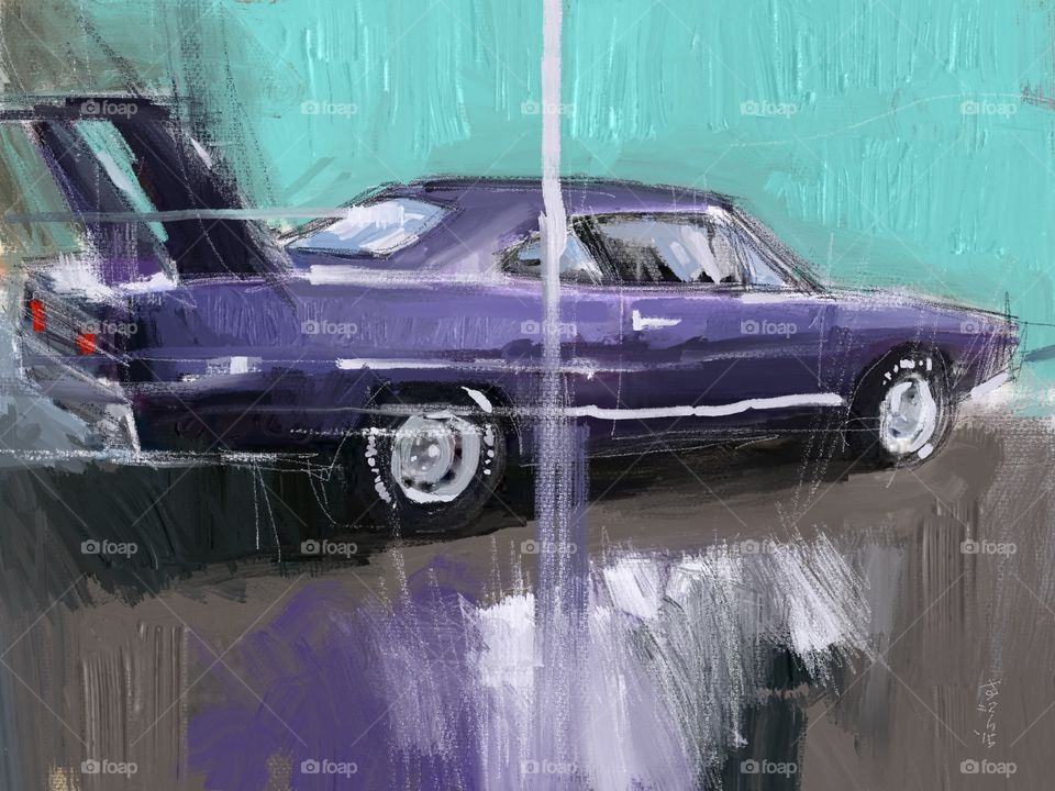 Purple. Classic american muscle car.