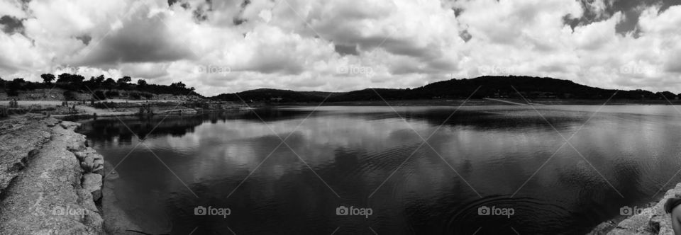 Texas lake. Took a panoramic pic and made it black and white