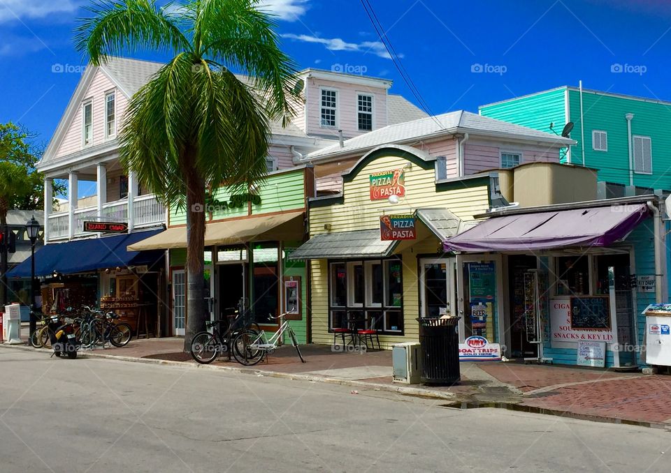 Local street in the laid  back city of Key West 