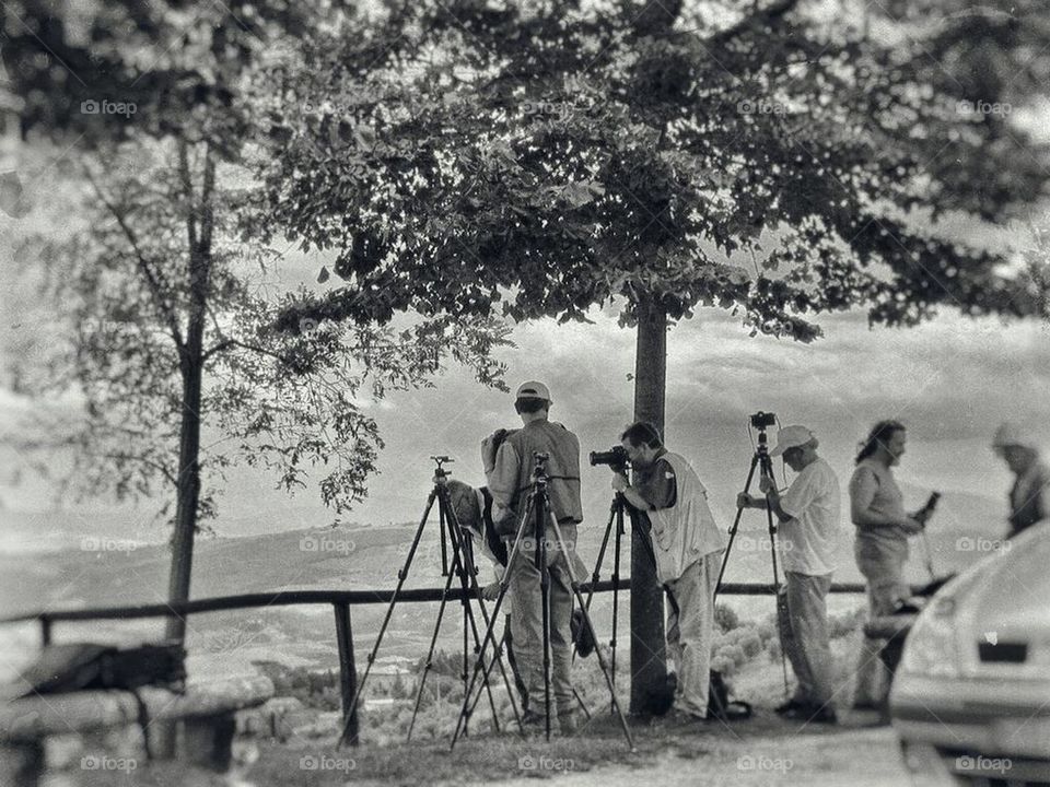 Tourists Photographing the Italian Landscape