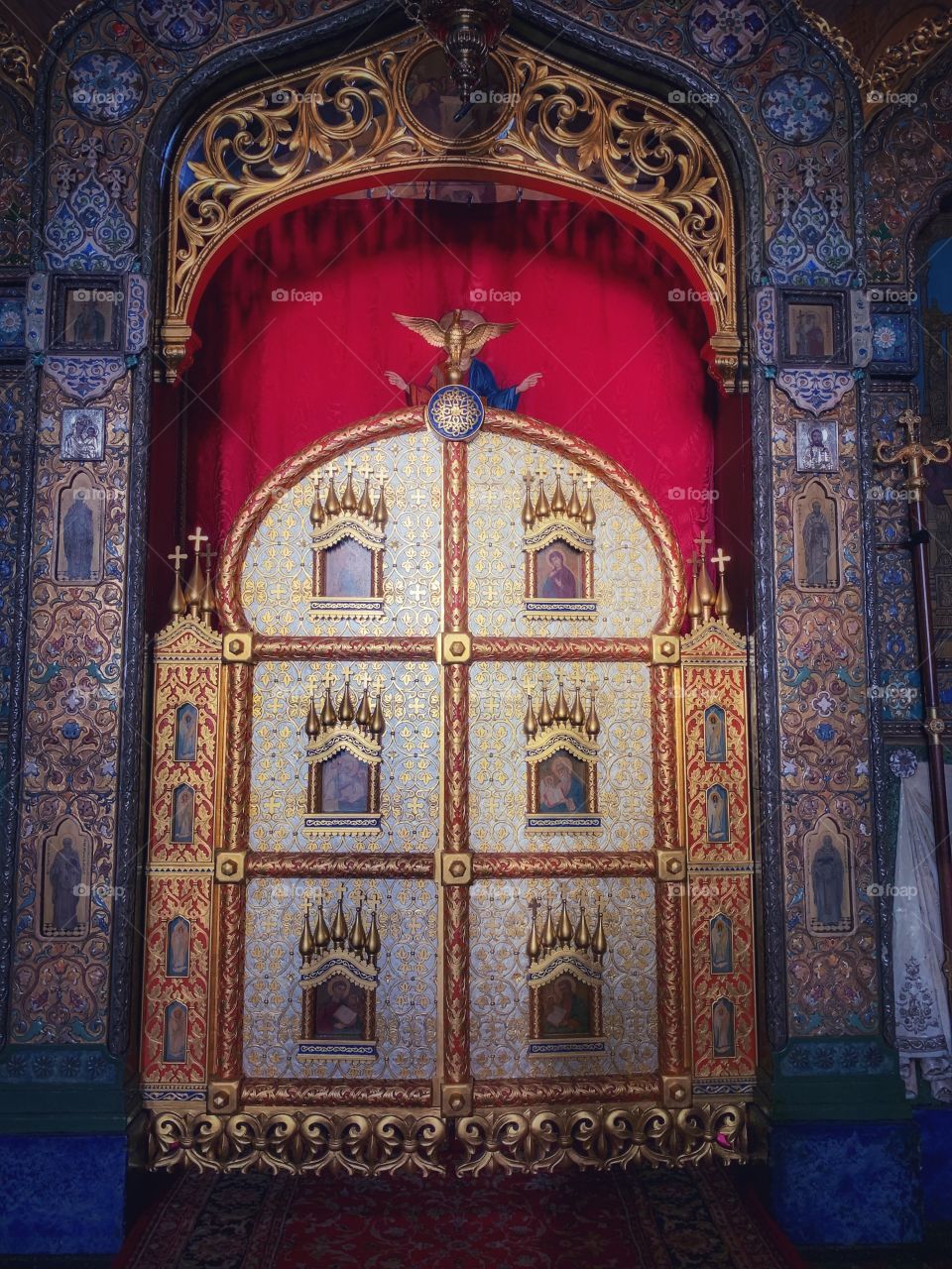 The altar doors of the Russian church in central Sofia, Bulgaria - amazing mix of color, art and history