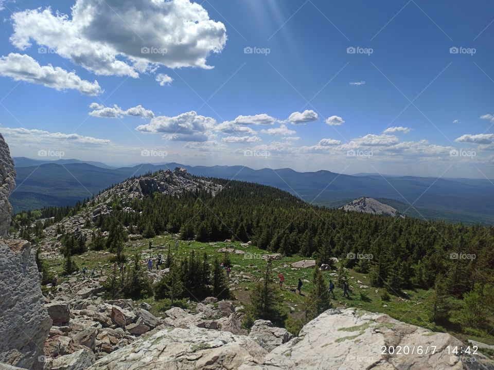 sunny summer day in the mountains