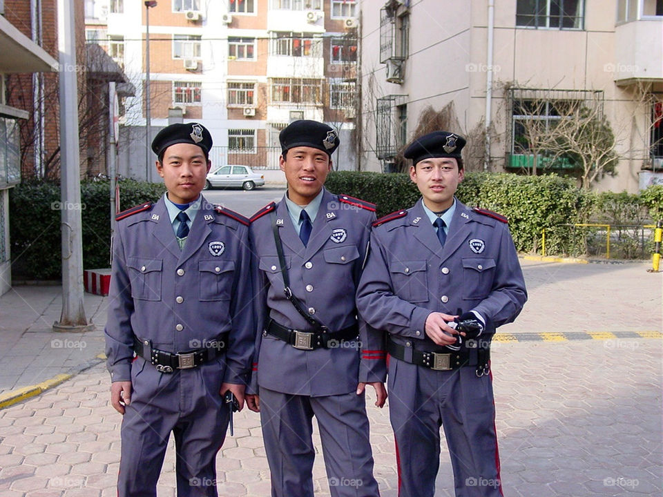 Three Chinese duplex security officers