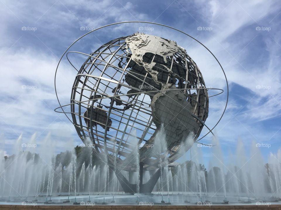 Unisphere . 700,000 stainless steal earth representation  ;symbolizing "peace through understanding" in celebration  1964-1965 