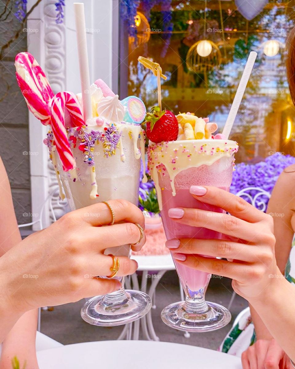 milkshake with cream and sweets