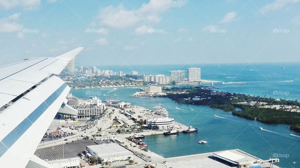 Looking from the airplane window. Fort Lauderdale . USA 