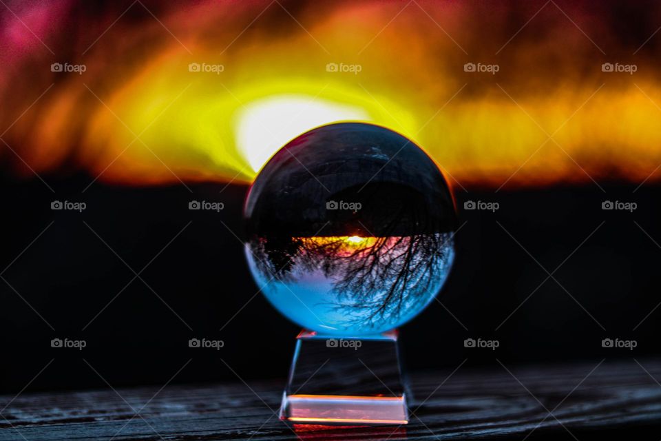 sunset with a lense ball