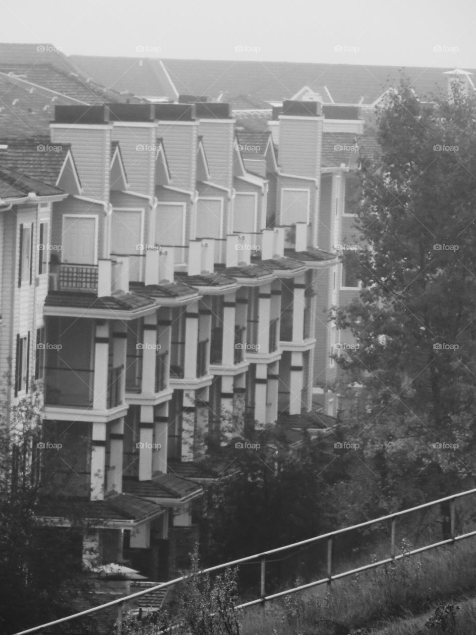 Apartment balconies black and white