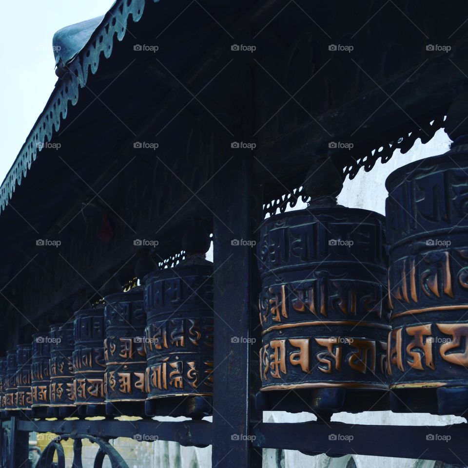prayer wheels at a site of religious significance