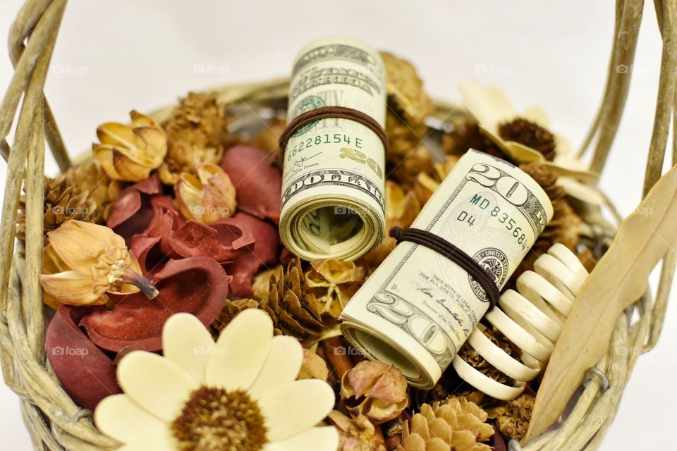 Money into the basket 