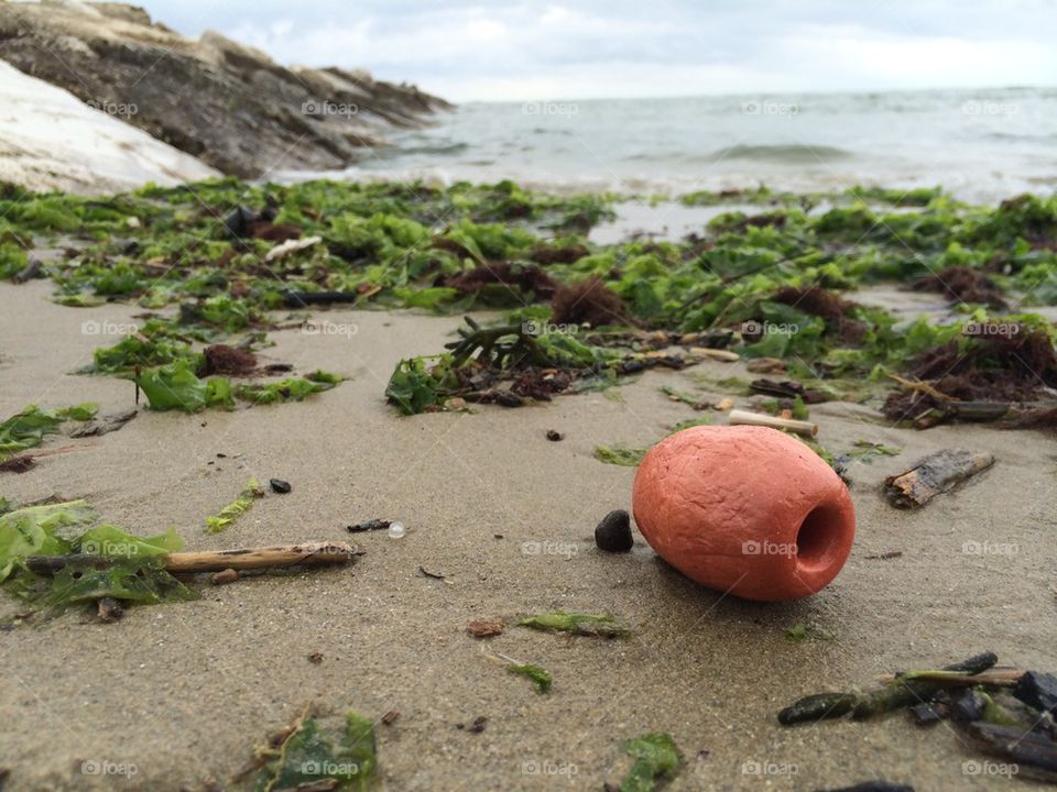 lost net float on the wet sand