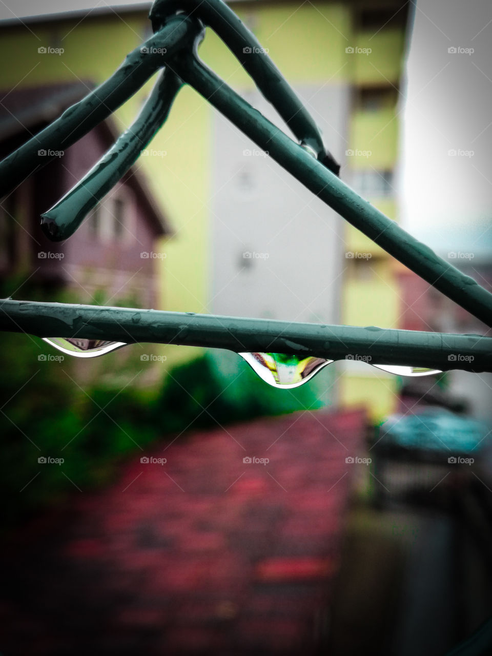 Raindrop on a green string