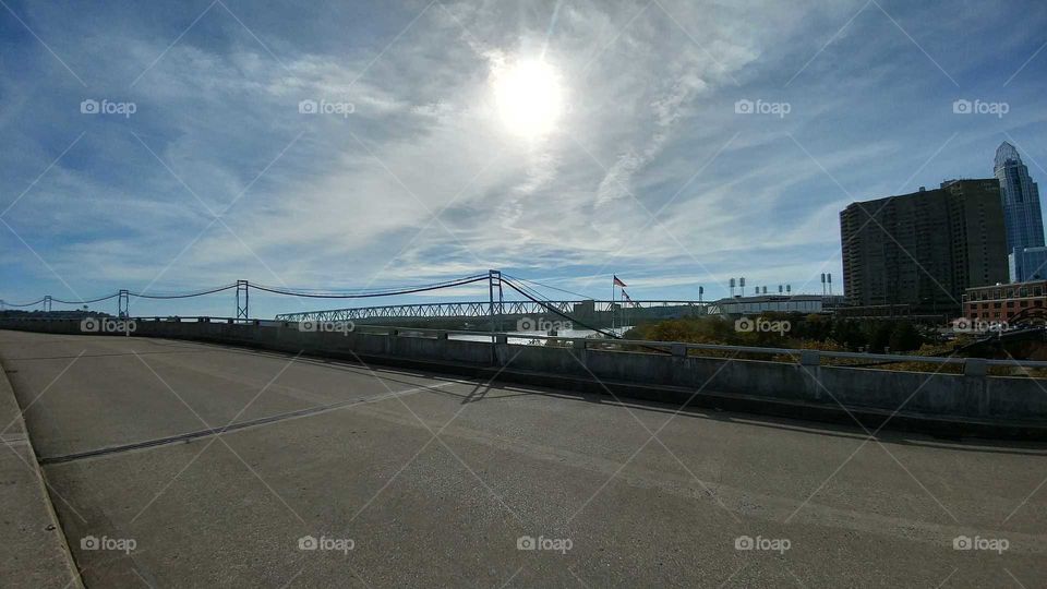 Cincinatti bridges with wide angle lens