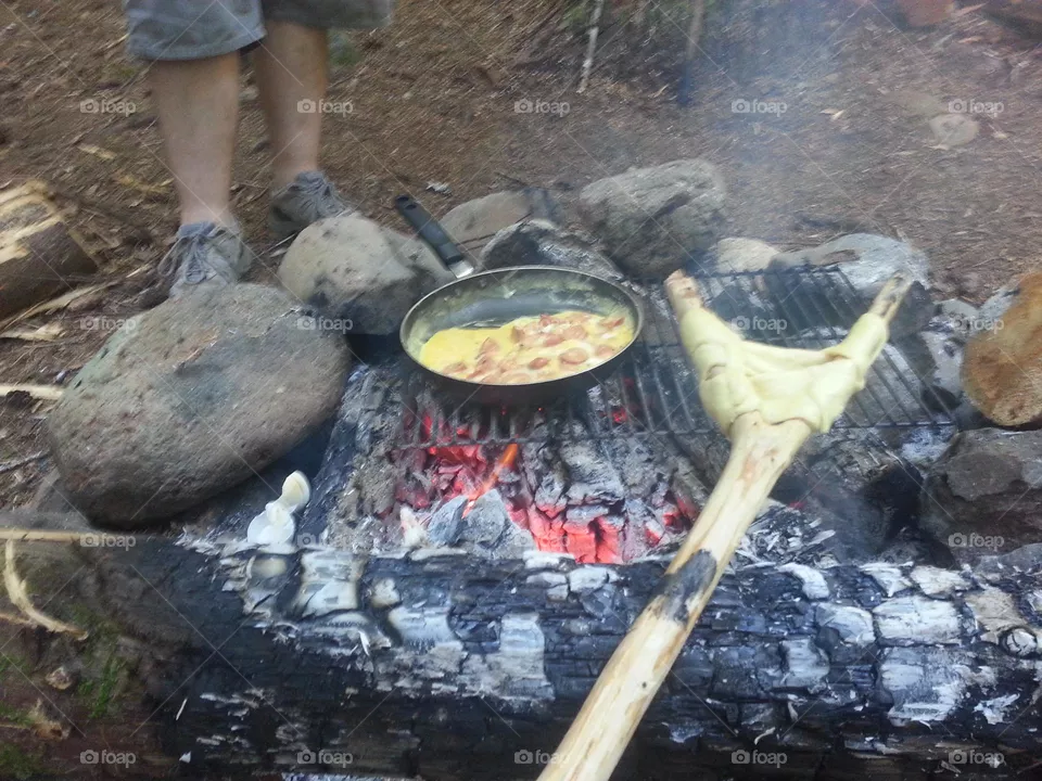 camping is fun. funding it how many things I can cook on a stick is funner