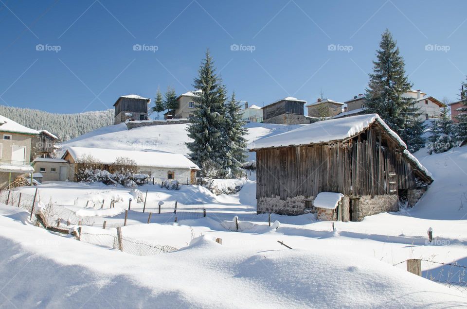 Winter landscape, Ravnogor Village, Bulgaria