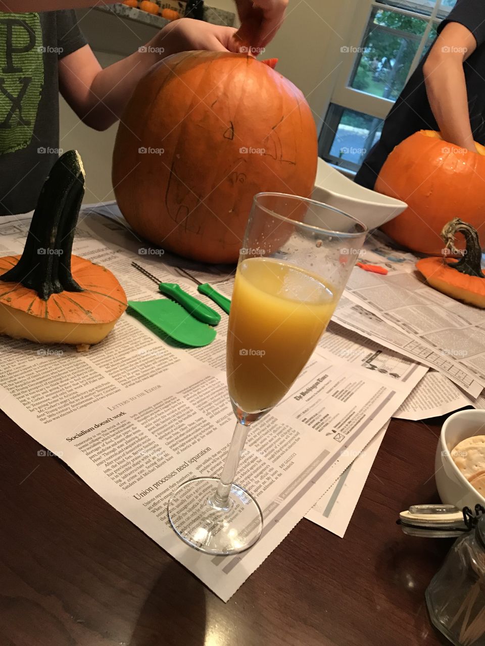Pumpkin carving and mimosa 