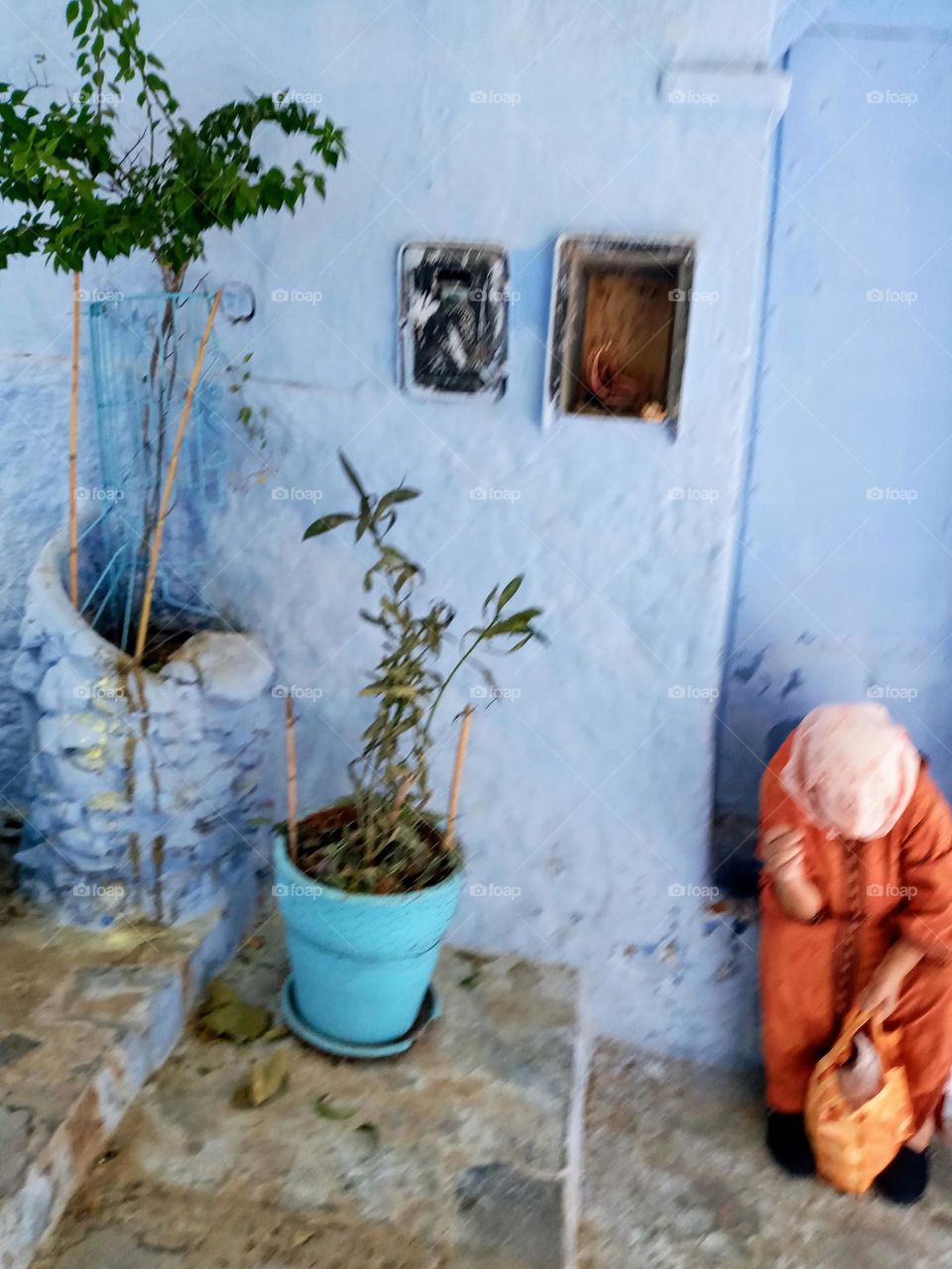 Alleys of chefchaouen city in morocco